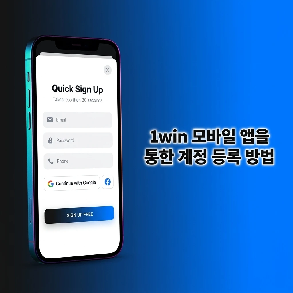 1win 모바일 앱을 통한 빠르고 간편한 계정 등록 및 회원 가입 절차 안내 화면