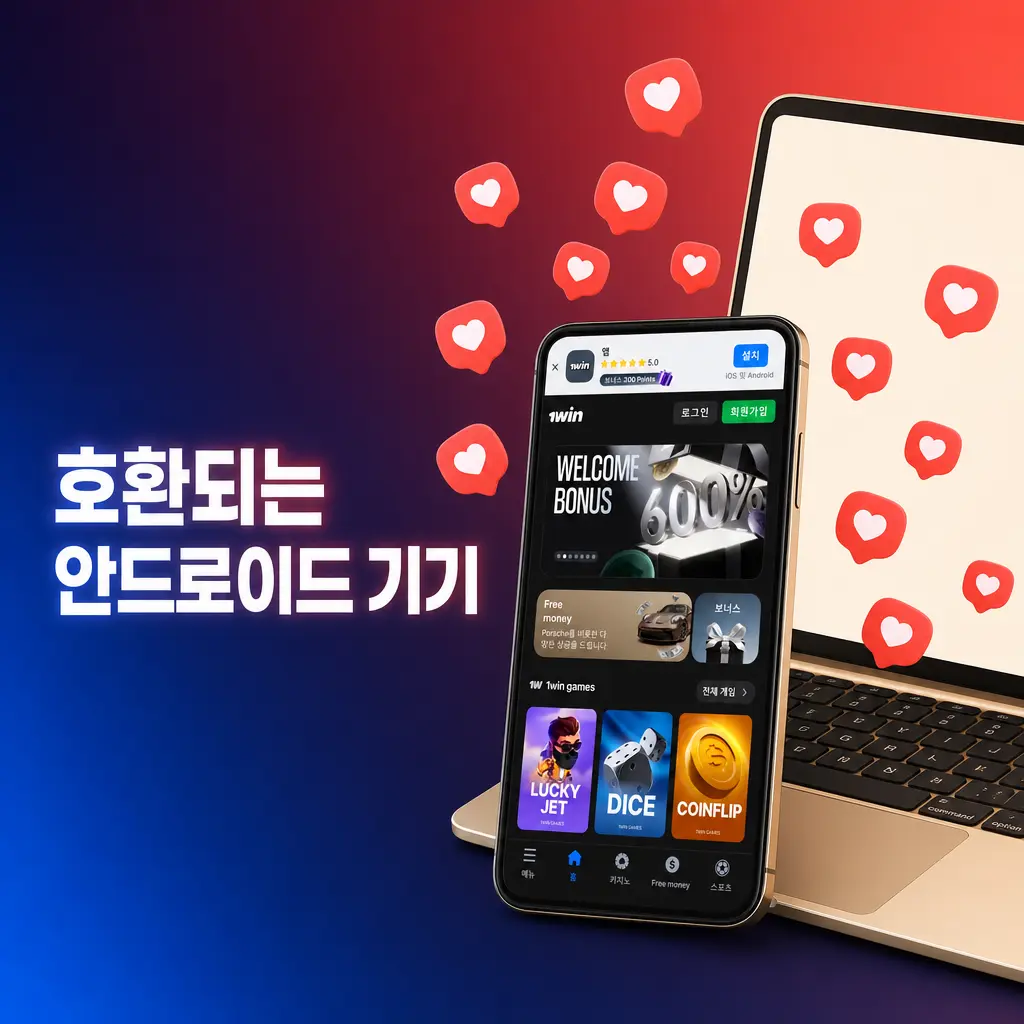 1win 앱과 호환되는 삼성 갤럭시, LG, 구글 픽셀 등 안드로이드 스마트폰 목록