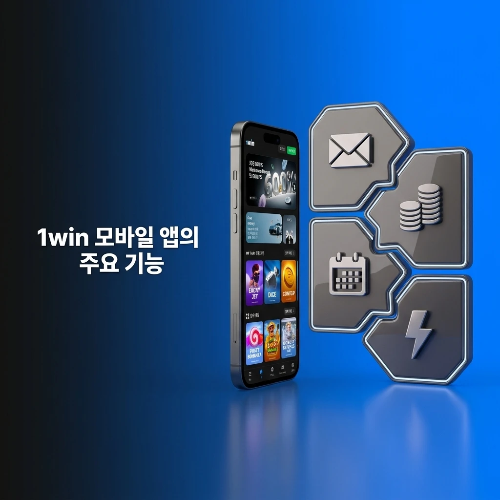 스마트폰에 최적화된 1win 모바일 앱 주요 기능. 원화 결제, 한국어 지원, 다양한 카지노 게임 및 보너스 혜택.