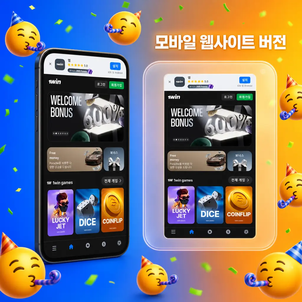 1win 모바일 웹사이트 버전 – 앱 없이 브라우저로 스포츠 및 카지노 이용 가능