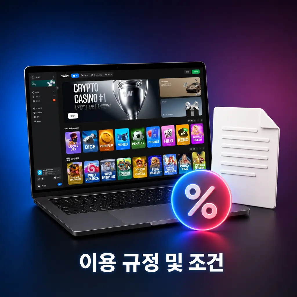 1win 한국 이용 약관: 성인 전용, 단일 계정, AML 인증, 롤링 조건 및 소프트웨어 악용 금지 규정 안내