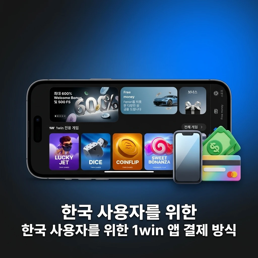 한국 사용자를 위한 1win 앱 결제 방식. 계좌 이체, 신용카드, 암호화폐를 통한 빠르고 간편한 모바일 입출금 옵션.